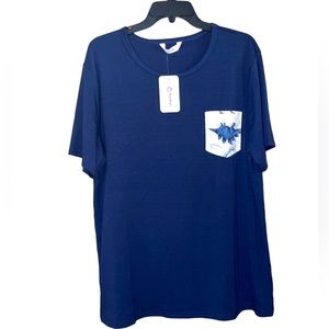 •PATPAT•MENS' NAVY SCOOPNECK DINOSAUR POCKET EVERYDAY TEE SIZE LARGE